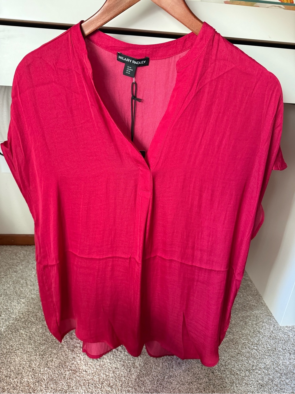 Hilary Radley Blouse in Deep Pink Size M NWT